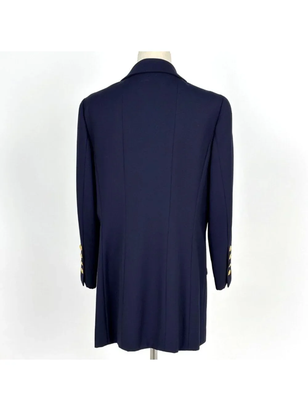 Chanel CC Logo Button Tailored Jacket Outer Wool Navy